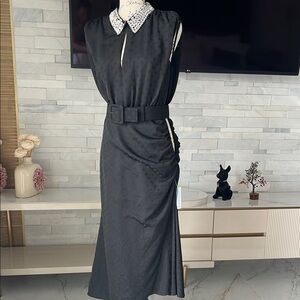 Rebecca Vallance Elegant Black Sleeveless Dress with Belt